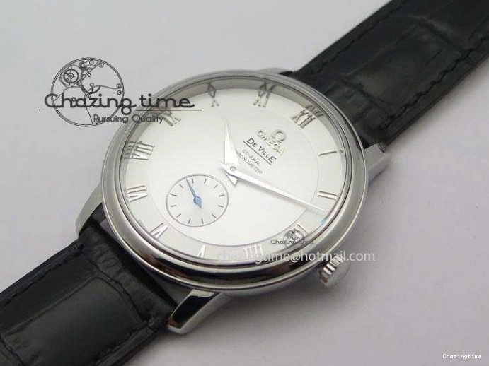 0404 Flexible De Ville MK 1:1 Best Edition SS White Dial On Black Leather Asian Seagull T1701 (Sec@6) 8244